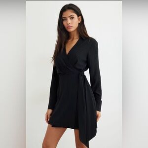 Dynamite Black Long Sleeve Wrap Dress
